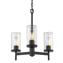 Golden Canada 7011-3 BLK-CLR - Golden Lighting Winslett 3-light Chandelier in Matte Black